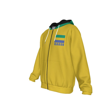 Gabon Unisex Football Fan Zip Hoodie Front Left