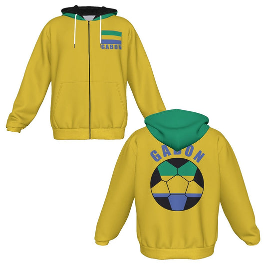 Gabon Unisex Football Fan Zip Hoodie Front and back