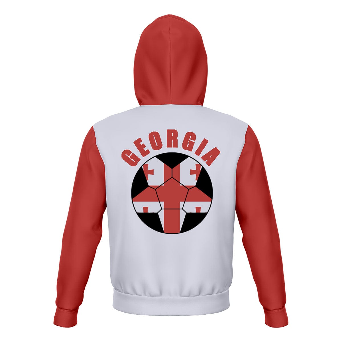 Georgia Unisex Football Fan Zip Hoodie Back with Hood Up