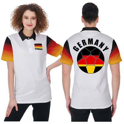 Germany Unisex Football Fan Polo Shirt Front and Back