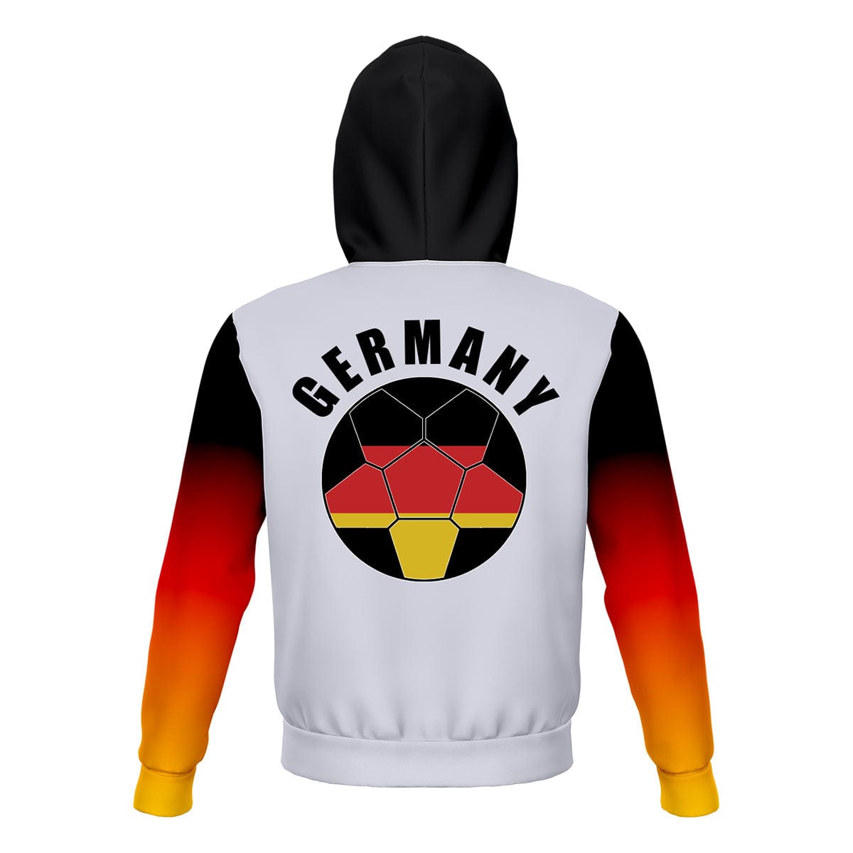 Germany Unisex Football Fan Zip Hoodie Back with Hood Up