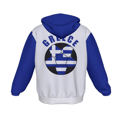 Greece Unisex Football Fan Zip Hoodie Back