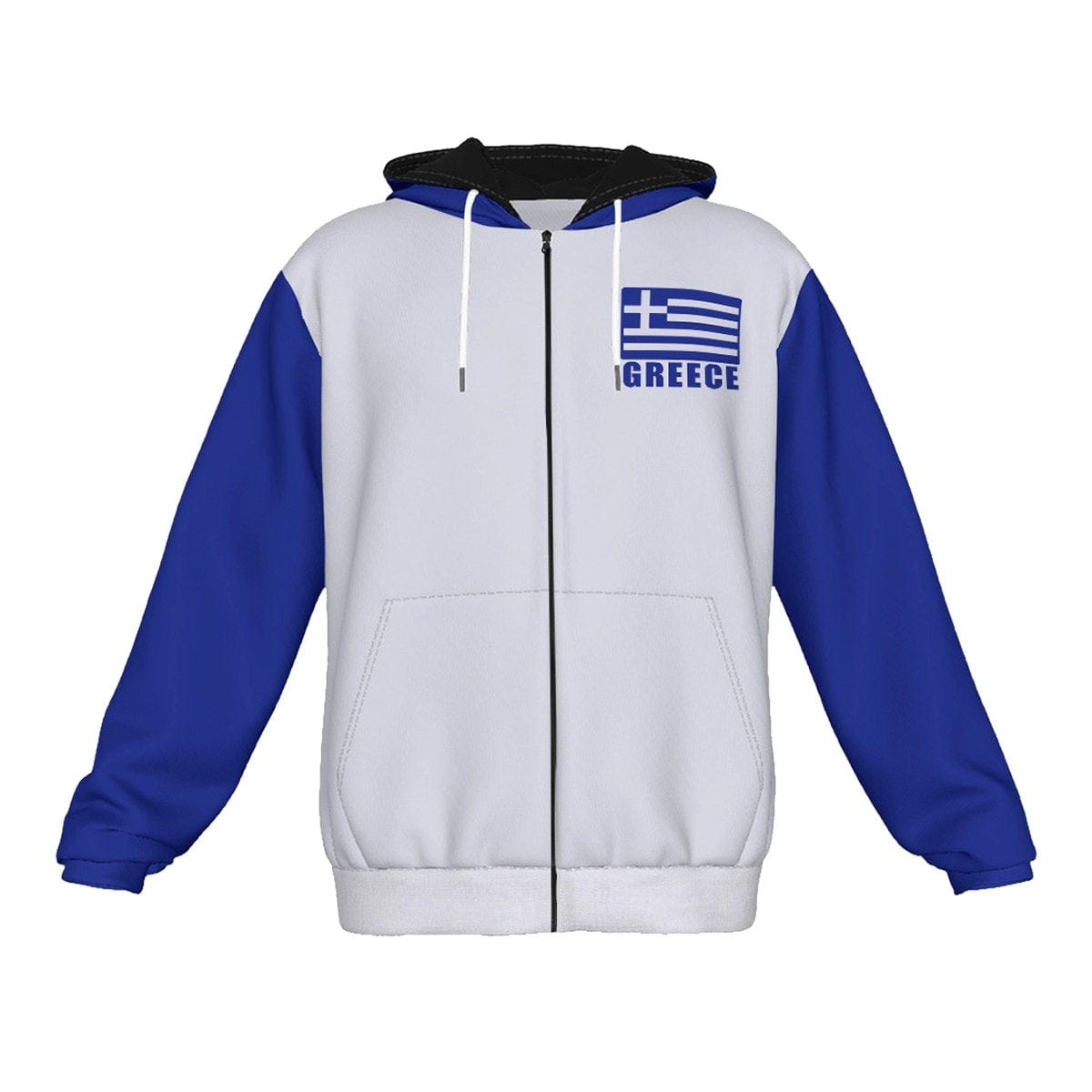 Greece Unisex Football Fan Zip Hoodie Front