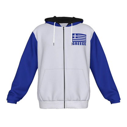 Greece Unisex Football Fan Zip Hoodie Front