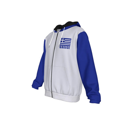 Greece Unisex Football Fan Zip Hoodie Front Left