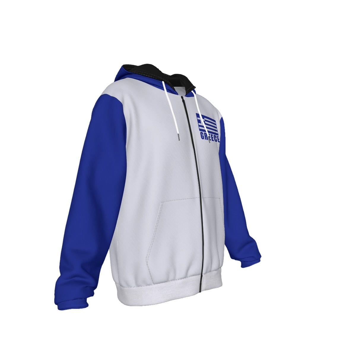 Greece Unisex Football Fan Zip Hoodie Front Right