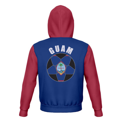 Guam Unisex Football Fan Pullover Hoodie Back with Hood Up