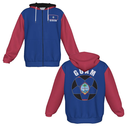 Guam Unisex Football Fan Zip Hoodie Front and Back