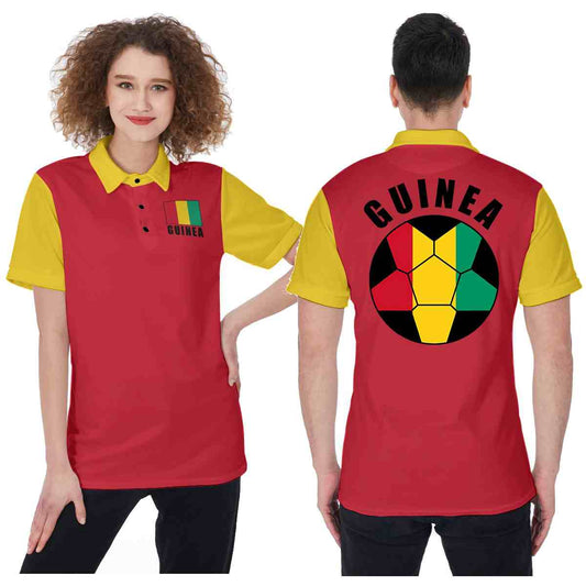 Guinea Unisex Football Fan Polo Shirt Front and Back