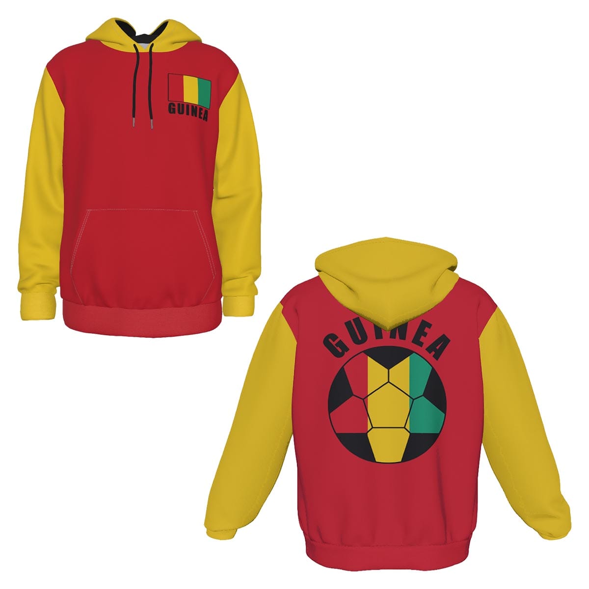 Guinea Unisex Football Fan Pullover Hoodie Front and Back