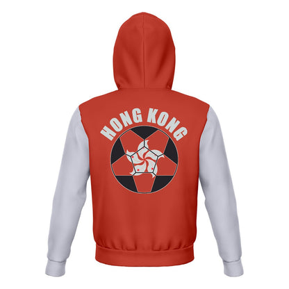 Hong Kong Unisex Football Fan Pullover Hoodie Back with Hood Up