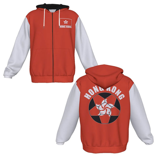 Hong Kong Unisex Football Fan Zip Hoodie Front and Back