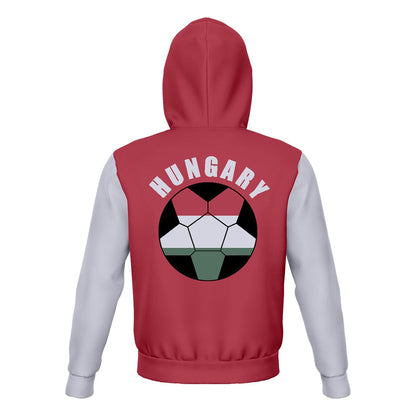 Hungary Unisex Football Fan Pullover Hoodie Back with Hood Up