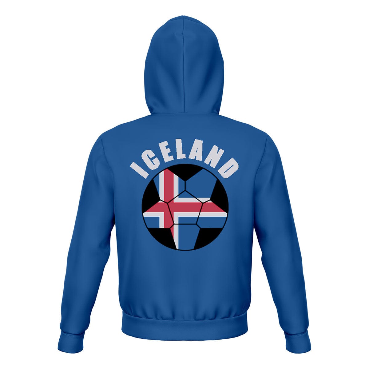 Iceland Unisex Football Fan Pullover Hoodie Back with Hood Up