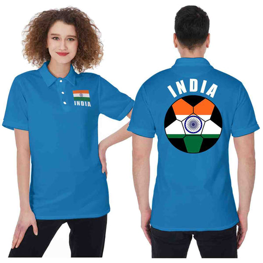 India Unisex Football Fan Polo Shirt Front and Back