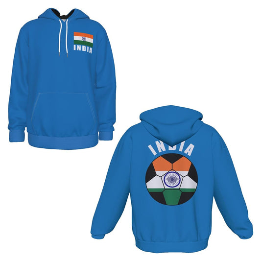 India Unisex Football Fan Pullover Hoodie Front and Back