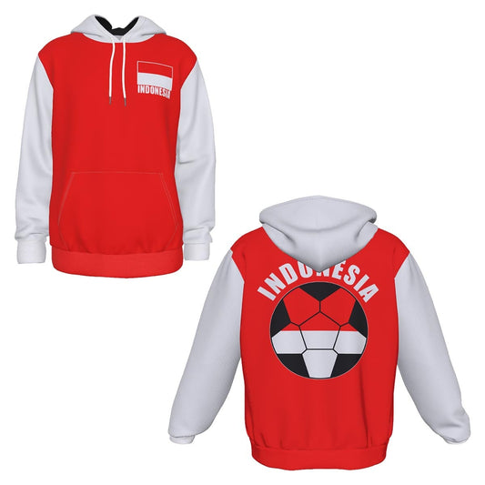 Indonesia Unisex Football Fan Pullover Hoodie Front and Back