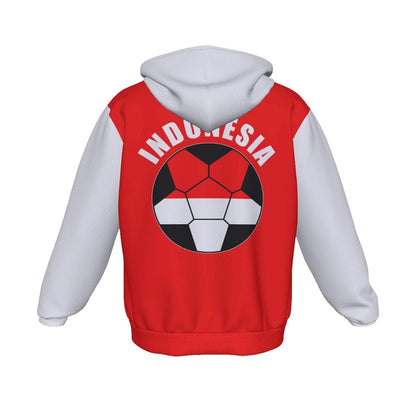 Indonesia Unisex Football Fan Zip Hoodie Back