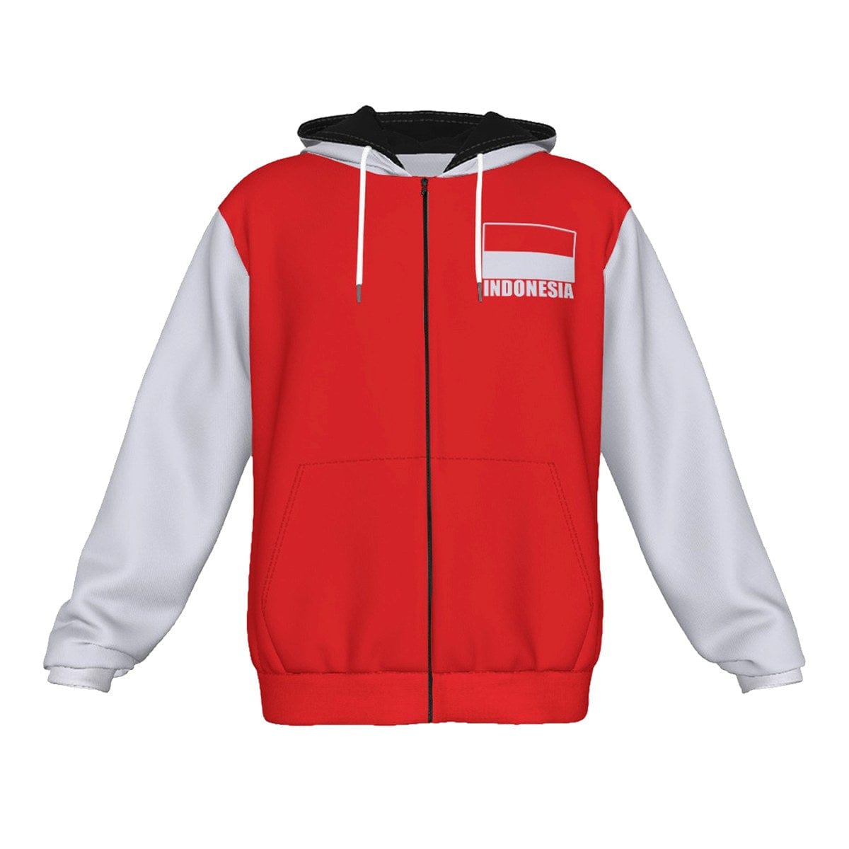 Indonesia Unisex Football Fan Zip Hoodie Front