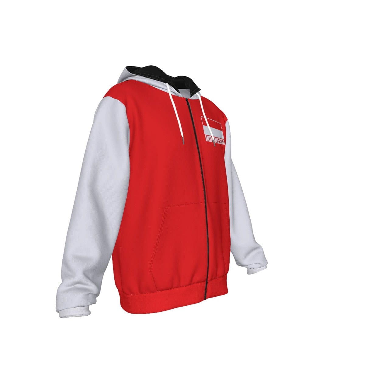 Indonesia Unisex Football Fan Zip Hoodie Front Right