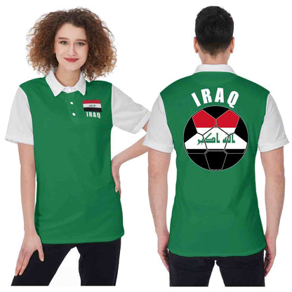 Iraq Unisex Football Fan Polo Shirt Front and Back