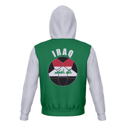 Iraq Unisex Football Fan Pullover Hoodie Back with Hood Up