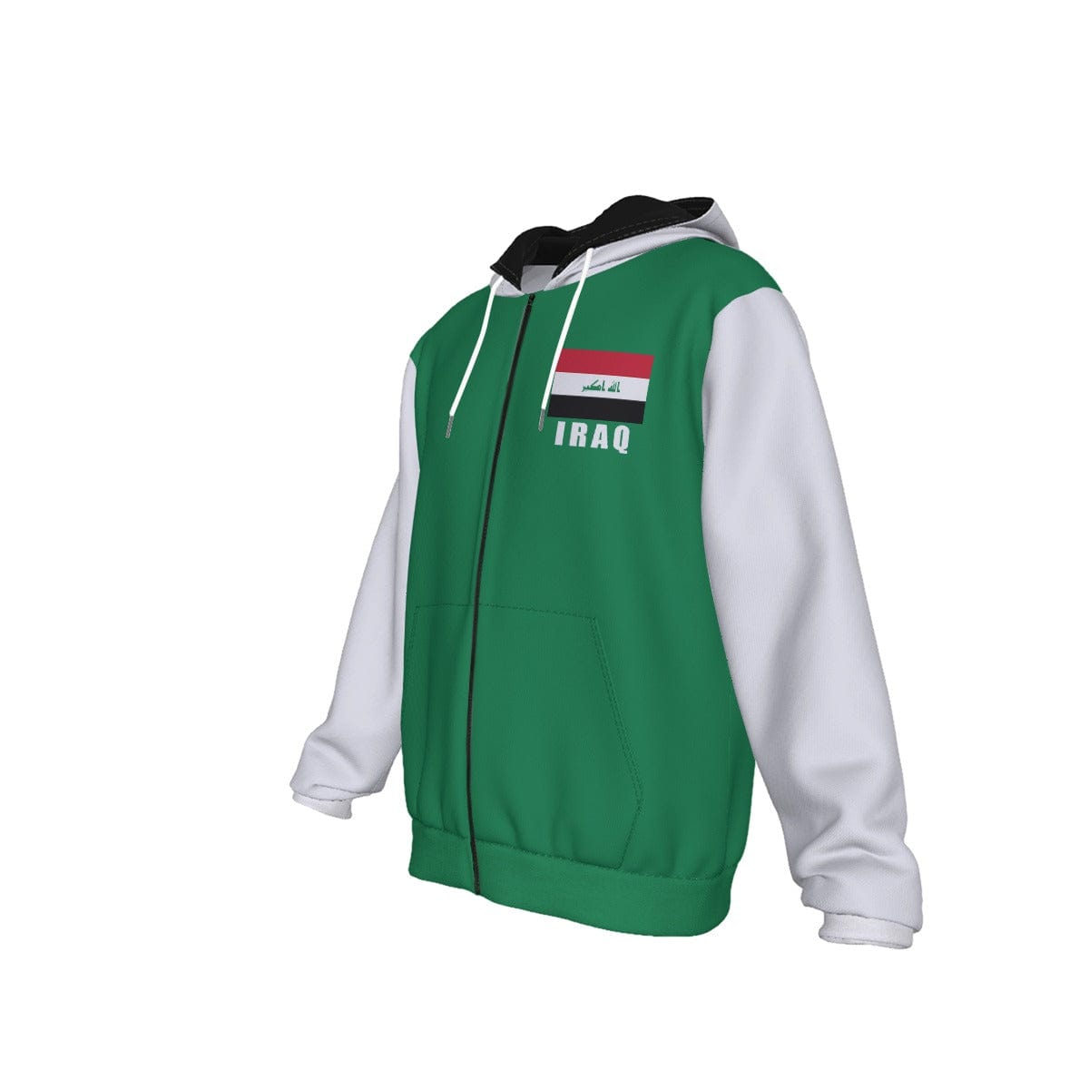 Iraq Unisex Football Fan Zip Hoodie Front Left