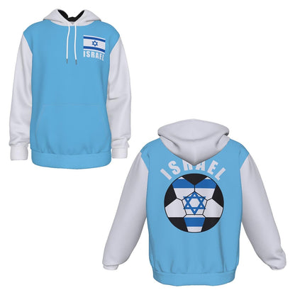 Israel Unisex Football Fan Pullover Hoodie Front and Back