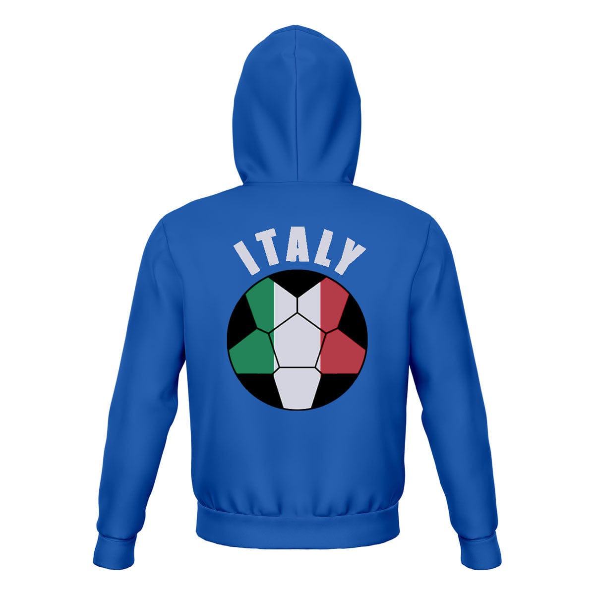 Italy Unisex Football Fan Pullover Hoodie Back with Hood Up