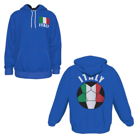 Italy Unisex Football Fan Pullover Hoodie Front and Back