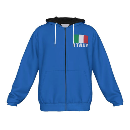 Italy Unisex Football Fan Zip Hoodie Front