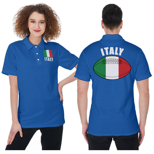 Italy Unisex Rugby Fan Polo Shirt Front and Back