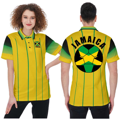 Jamaica Unisex Football Fan Polo Shirt Front and Back