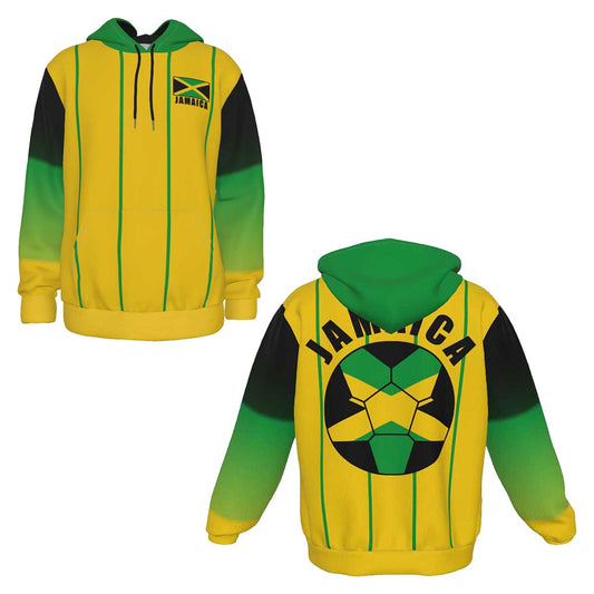 Jamaica Unisex Football Fan Pullover Hoodie Front and Back