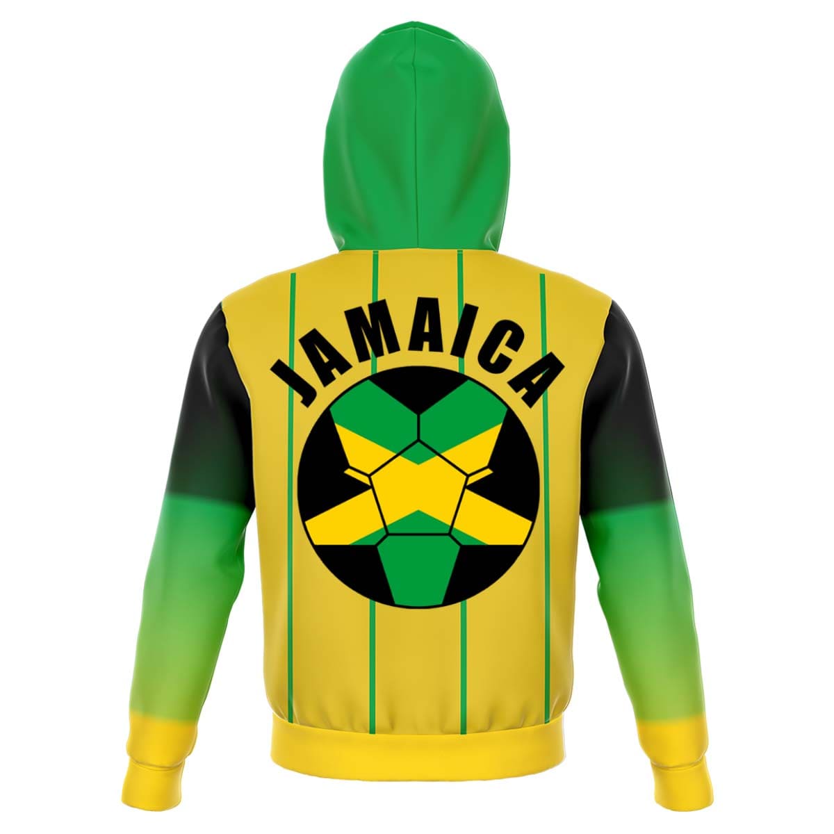 Jamaica Unisex Football Fan Zip Hoodie Back with Hood Up