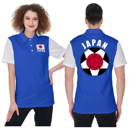 Japan Unisex Football Fan Polo Shirt Front and Back