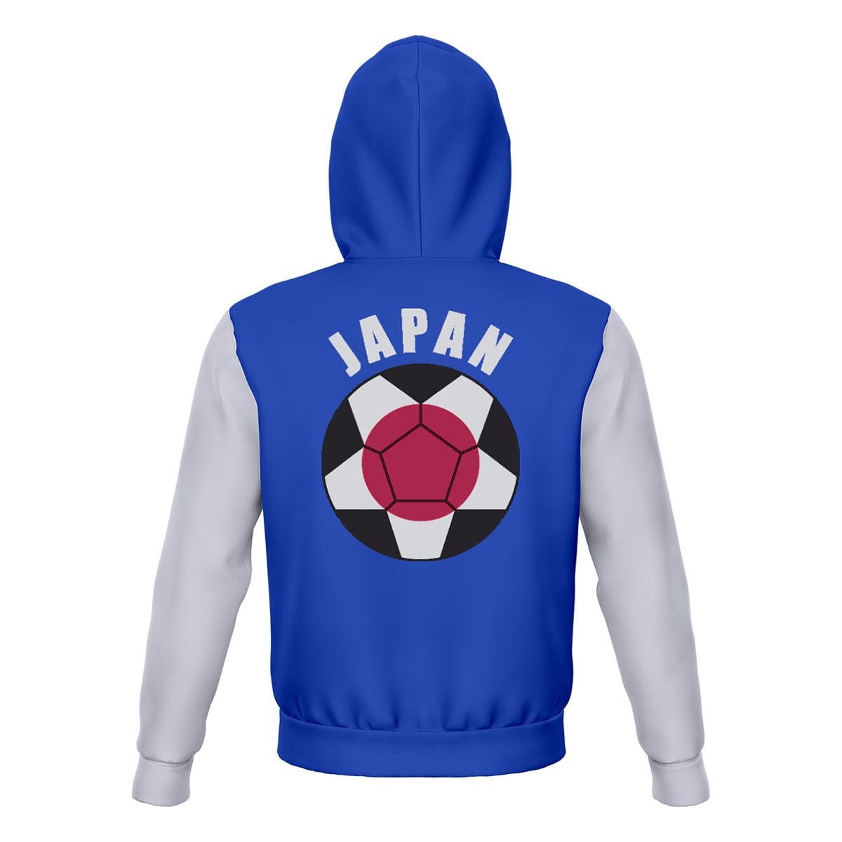 Japan Unisex Football Fan Zip Hoodie Back with Hood Up