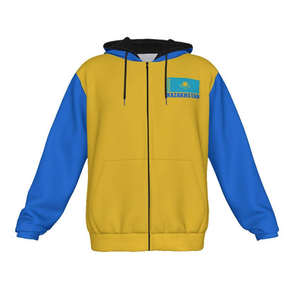 Kazakhstan Unisex Football Fan Zip Hoodie Front