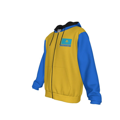 Kazakhstan Unisex Football Fan Zip Hoodie Front Left