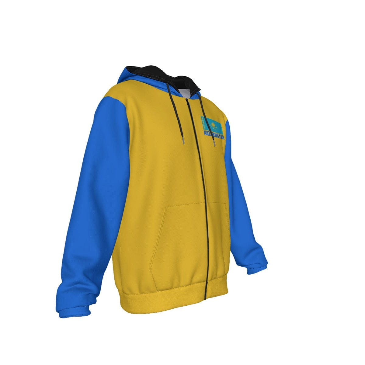 Kazakhstan Unisex Football Fan Zip Hoodie Front Right