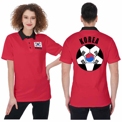 Korea Unisex Football Fan Polo Shirt Front and Back