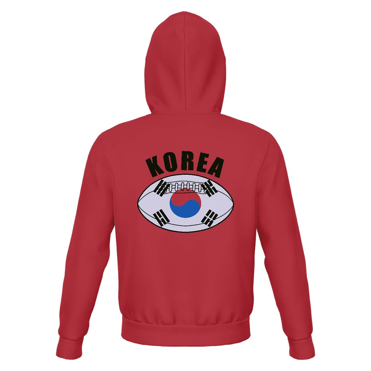 Korea Unisex Rugby Fan Pullover Hoodie Back with Hood Up