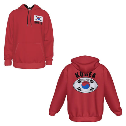 Korea Unisex Rugby Fan Pullover Hoodie Front and Back