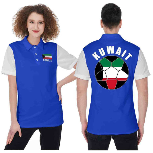 Kuwait Unisex Football Fan Polo Shirt Front and Back