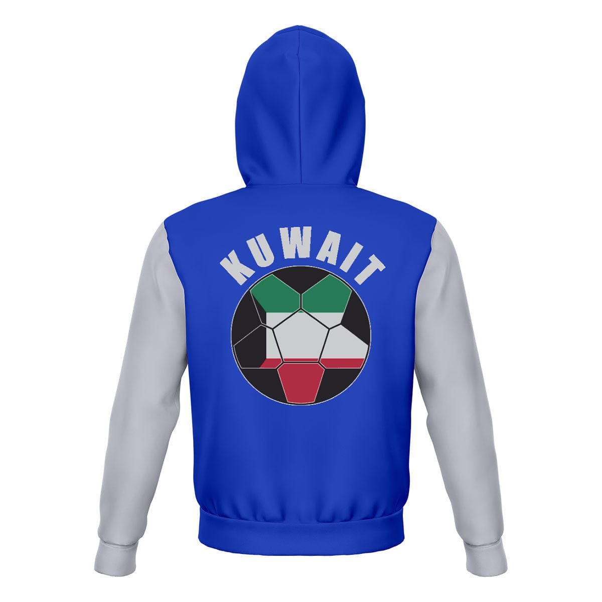 Kuwait Unisex Football Fan Zip Hoodie Back with Hood Up