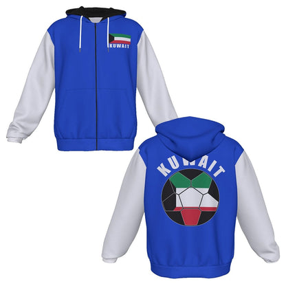 Kuwait Unisex Football Fan Zip Hoodie Front and Back