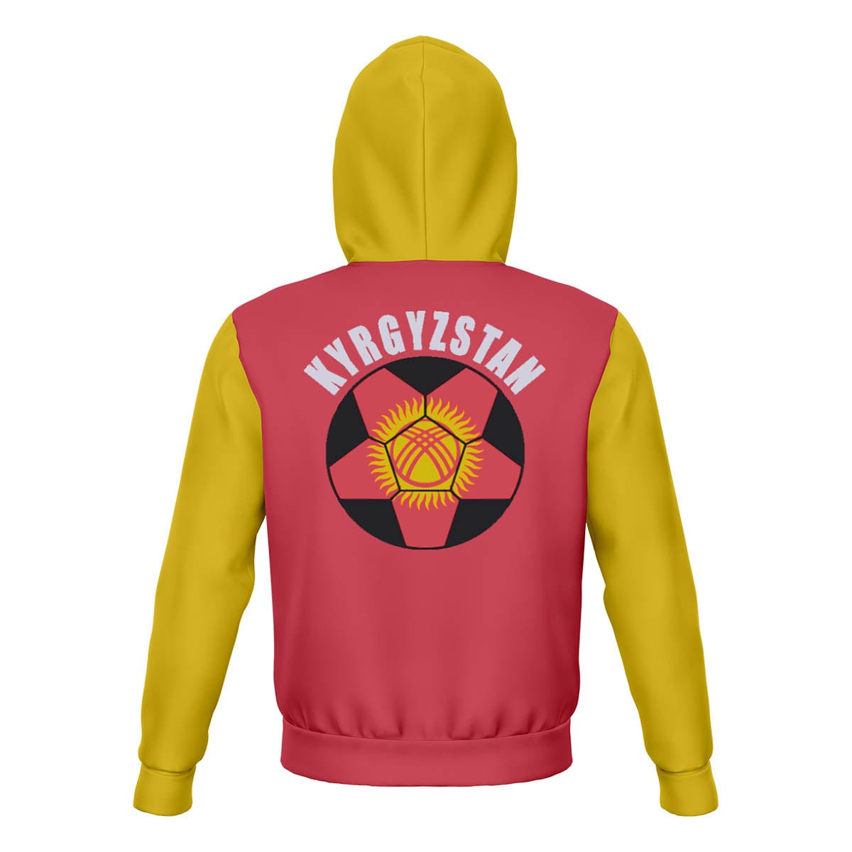 Kyrgyzstan Unisex Football Fan Pullover Hoodie Back with Hood Up