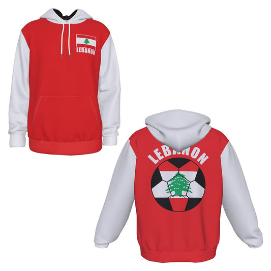 Lebanon Unisex Football Fan Pullover Hoodie Front and Back