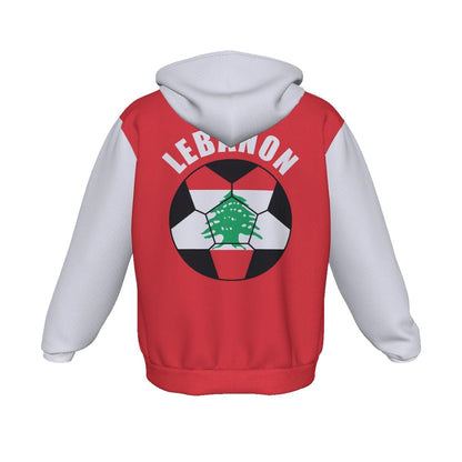 Lebanon Unisex Football Fan Zip Hoodie Back