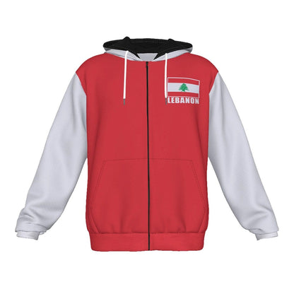 Lebanon Unisex Football Fan Zip Hoodie Front